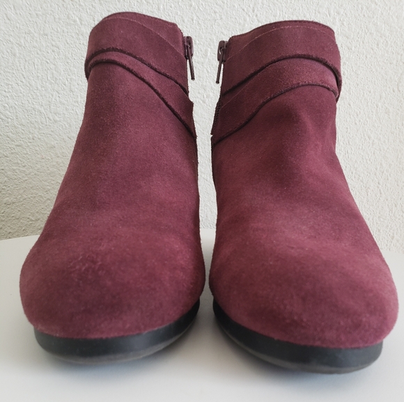 #Nine West Lina Women Burgundy Suede Wedges Booties - Picture 2 of 16
